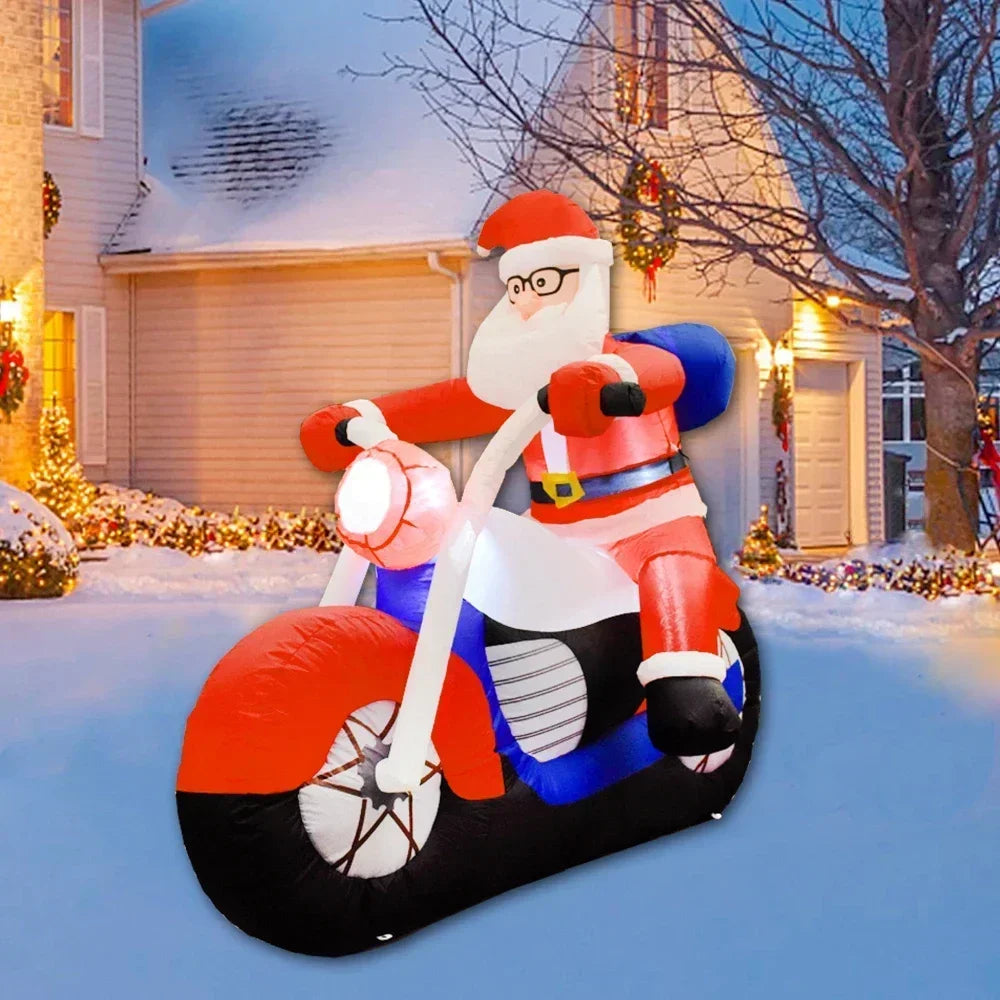 2024 New Inflatable Santa Claus Riding Motorcycle Christmas Inflatable Toy Doll