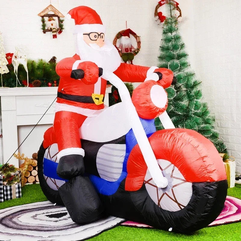 2024 New Inflatable Santa Claus Riding Motorcycle Christmas Inflatable Toy Doll