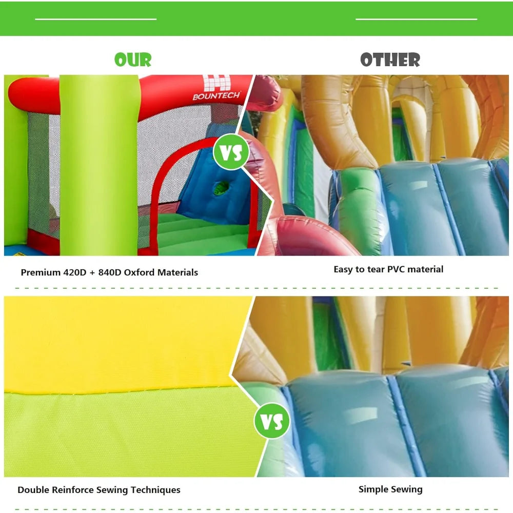 Inflatable Water Slide, Water Bounce House with Slide Wet Dry Combo for Kids Outdoor Fun