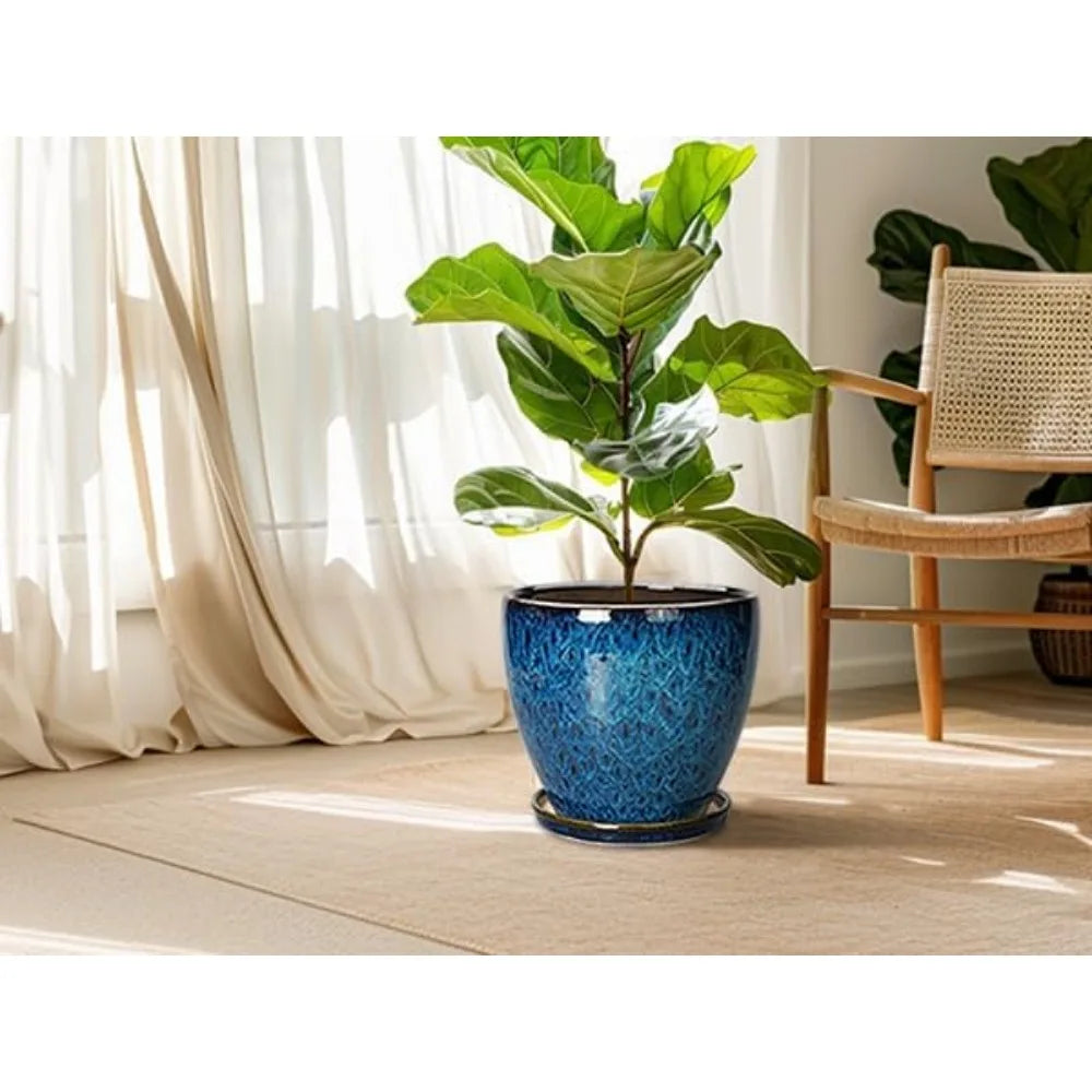 10 Inch Ceramic Planter Pot Round Plant Pot for Indoor Plants Outdoor
