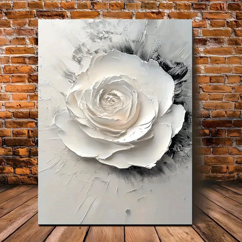 White Rose Canvas Art Decorations with 3D Texture