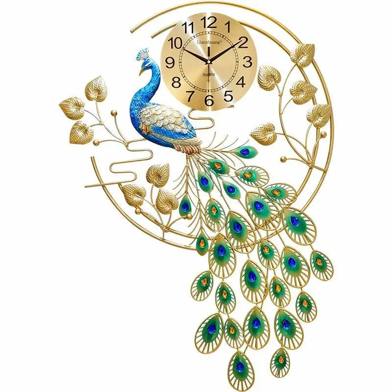 Watch Peacock Wall Clocks Living Room Creative Phoenix European Atmosphere Wall Clock Light Luxury Wall Clock Home Decor