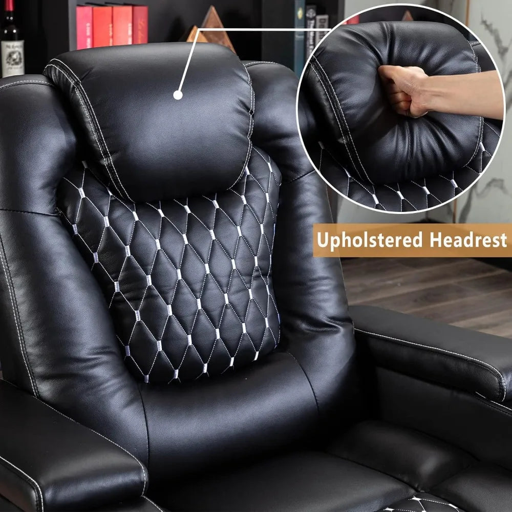 Power Recliner Chair with USB Ports and Cup Holders - Overstuffed Electric Home Theater Seating