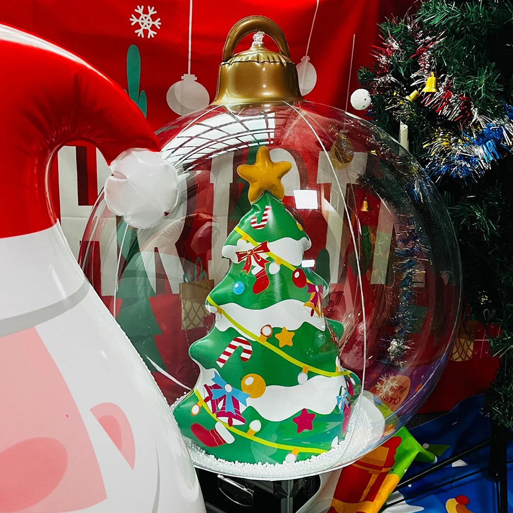 60cm PVC Inflatable Christmas Balls Toys Light Up Giant Christmas Inflatable Ball