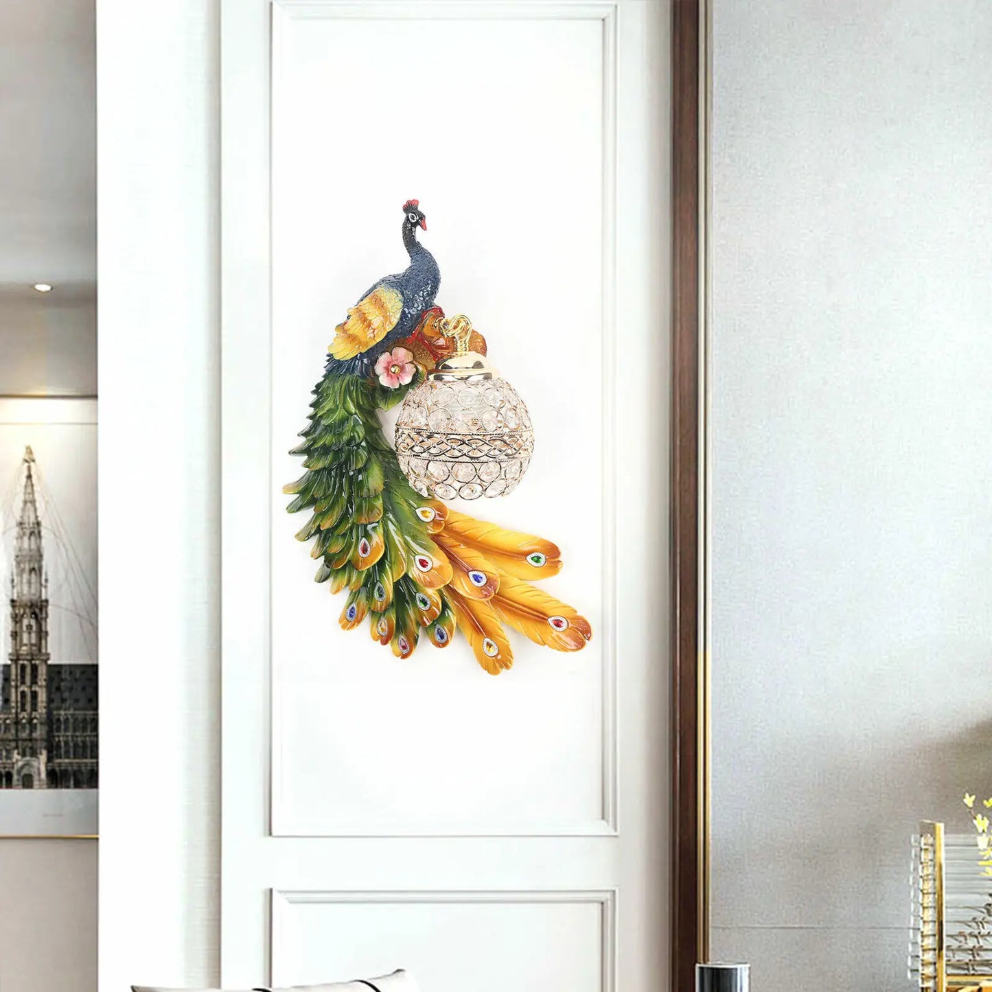 Peacock Wall Lamp Beautiful Decoration European Style Creative Wall Sconce USA