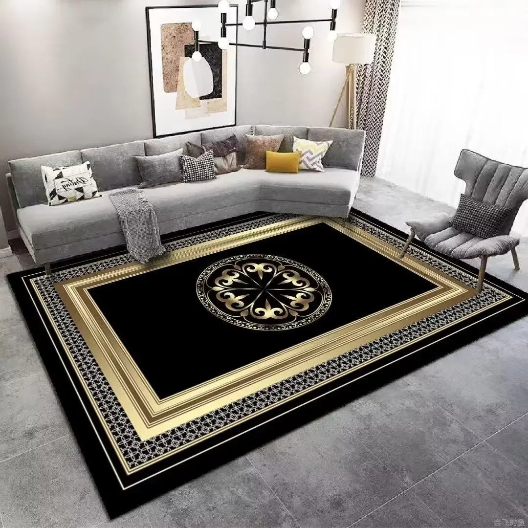 Modern Luxury Golden carpet for living room Abstract Decoration Large Carpets