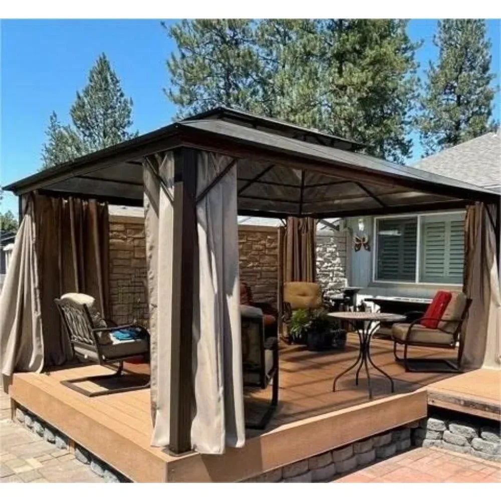 10 x 13 FT Outdoor Gazebo Polycarbonate Double Roof Canopy
