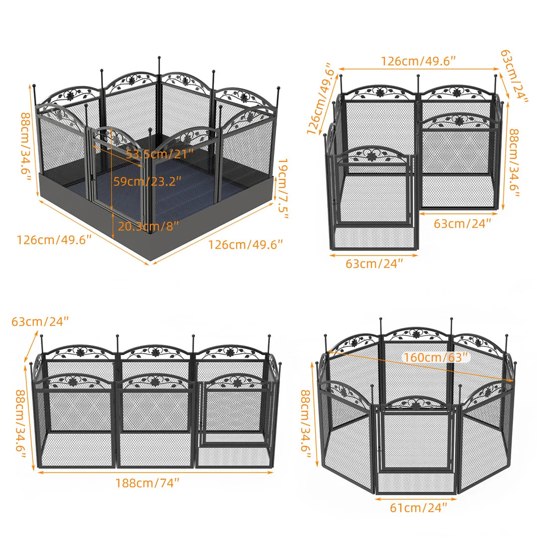 8 Panels DIY Heavy Duty Dog Playpen Pen Outdoor Indoor Dog Puppy Metal Fence