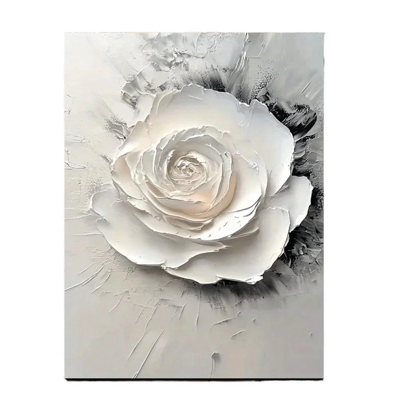 White Rose Canvas Art Decorations with 3D Texture