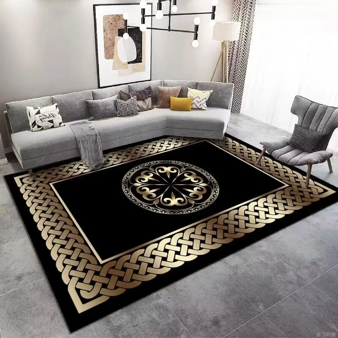 Modern Luxury Golden carpet for living room Abstract Decoration Large Carpets
