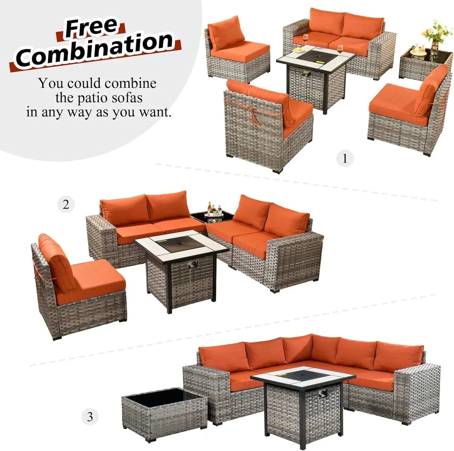 Patio Furniture Set,7 Piece Outdoor Sectional Couch Set