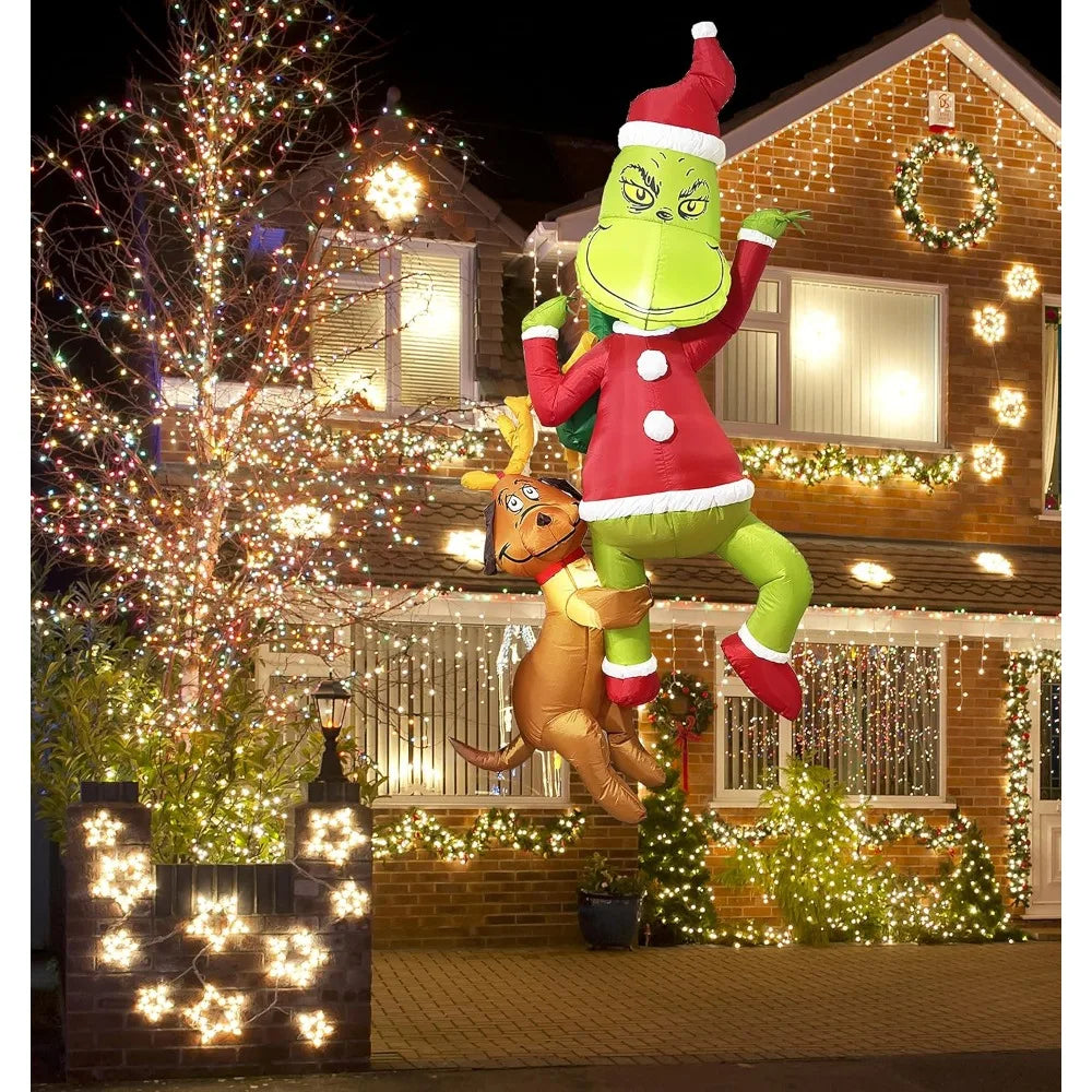 8FT Christmas Inflatables Decorations Lights, Outdoor Christmas Decorations Blow Up with Strings