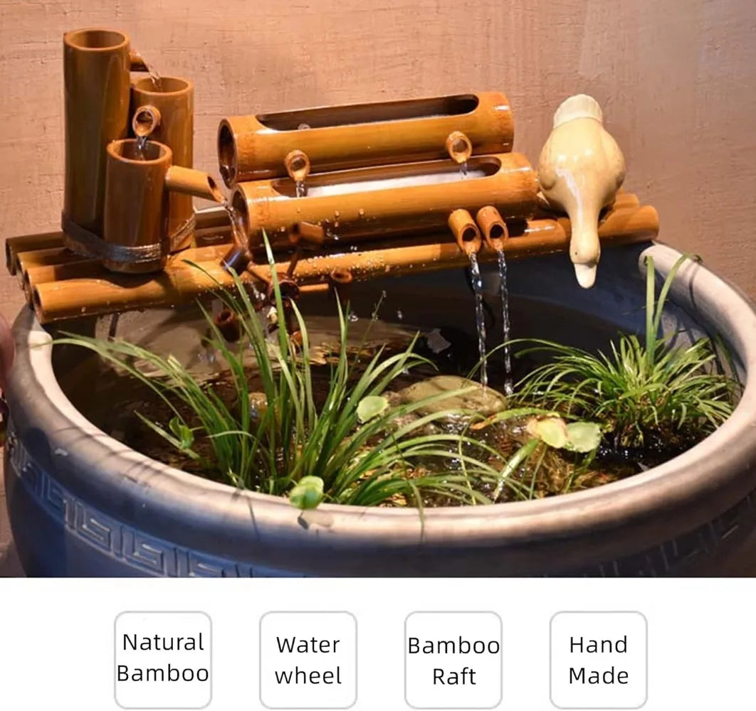 Bamboo Fountain Kit with Water Pump and Solar Fountain