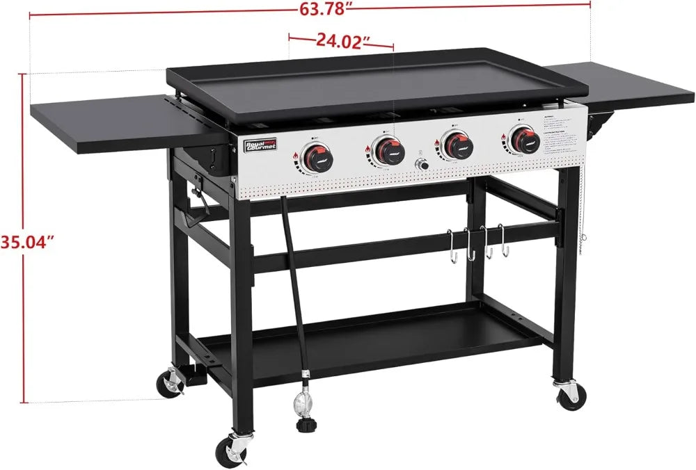 Royal Gourmet GB4002 4-Burner Flat Top Gas Grill with Folding Side Tables
