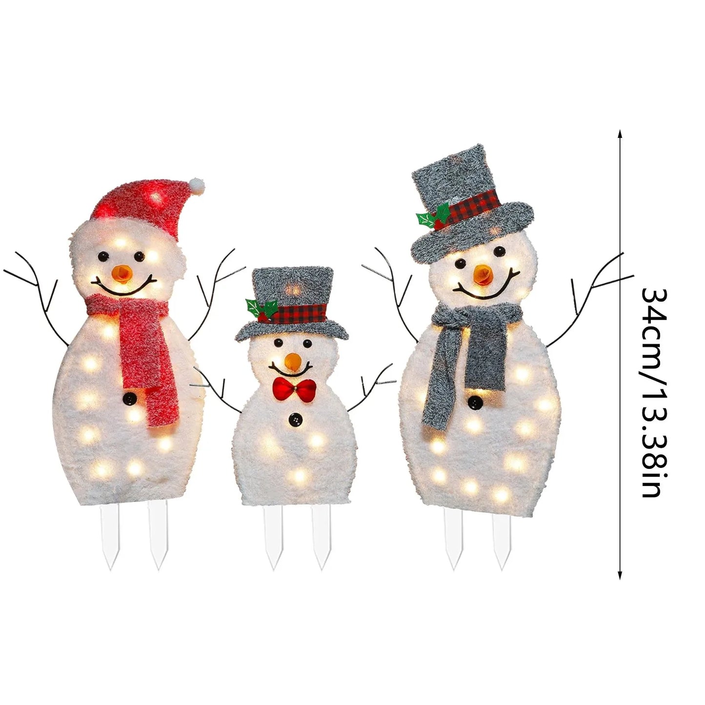 Christmas Decorations Garden Signs With String Lights Garden Outdoor Plastic Christmas Snowman