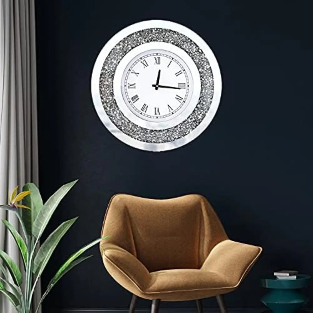 Wall Decororation Crystal Sparkling Diamond Mirror Large Wall Clock