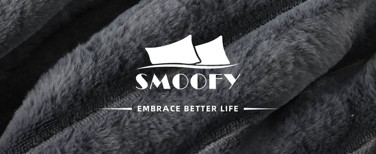 Smoofy Fluffy King Size Comforter Set 3 Pieces - Darkgrey Fleece Fluffy Comforter Set