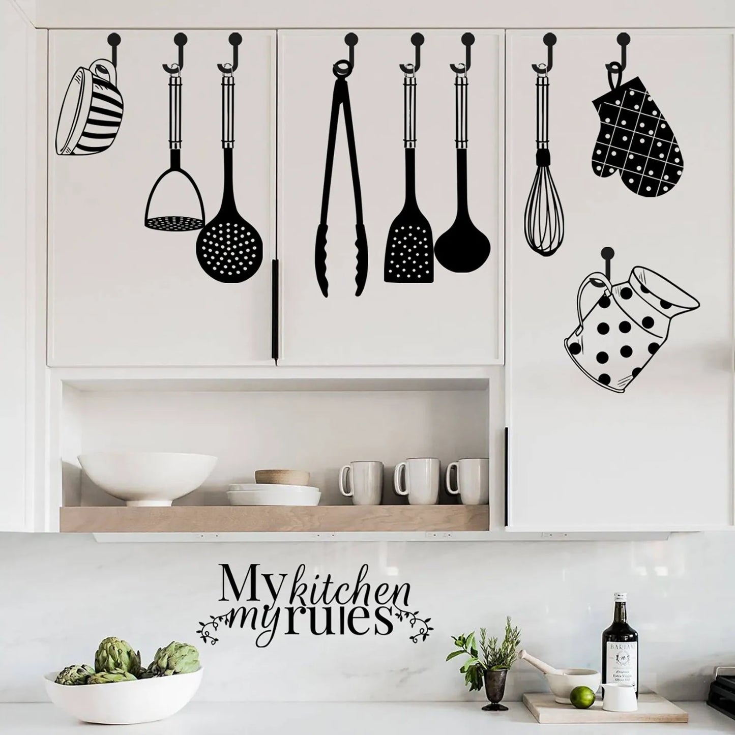 Pvc Removable Wall Sticker Mural Kitchen Restaurant Kitchenware Fridge Wall Stickers Waterproof Vinyl Home Decorations Stickers