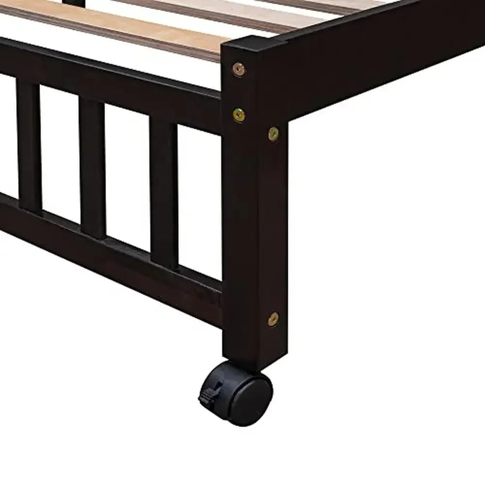 Twin Over Full Bunk Bed with Storage Drawers 3 Shelves Flexible Sturdy Movable Lower No Box Spring Needed Mattress Not Included