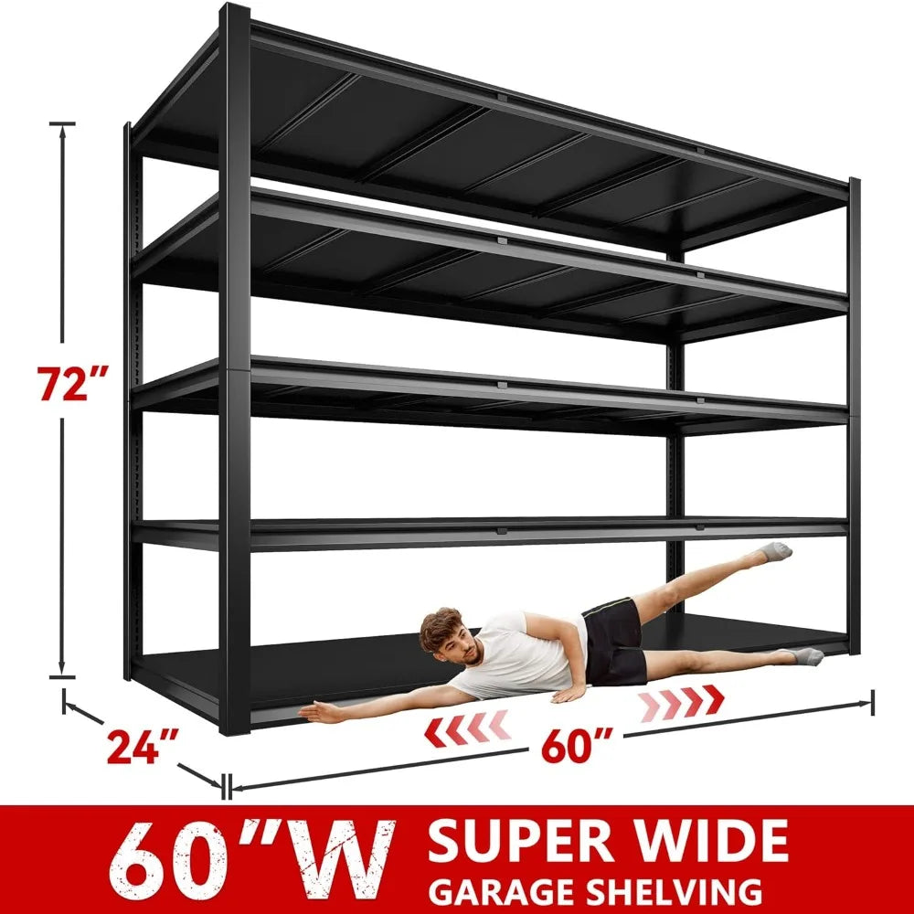 60" W Garage Shelving 3000LBS Heavy Duty Storage Shelves