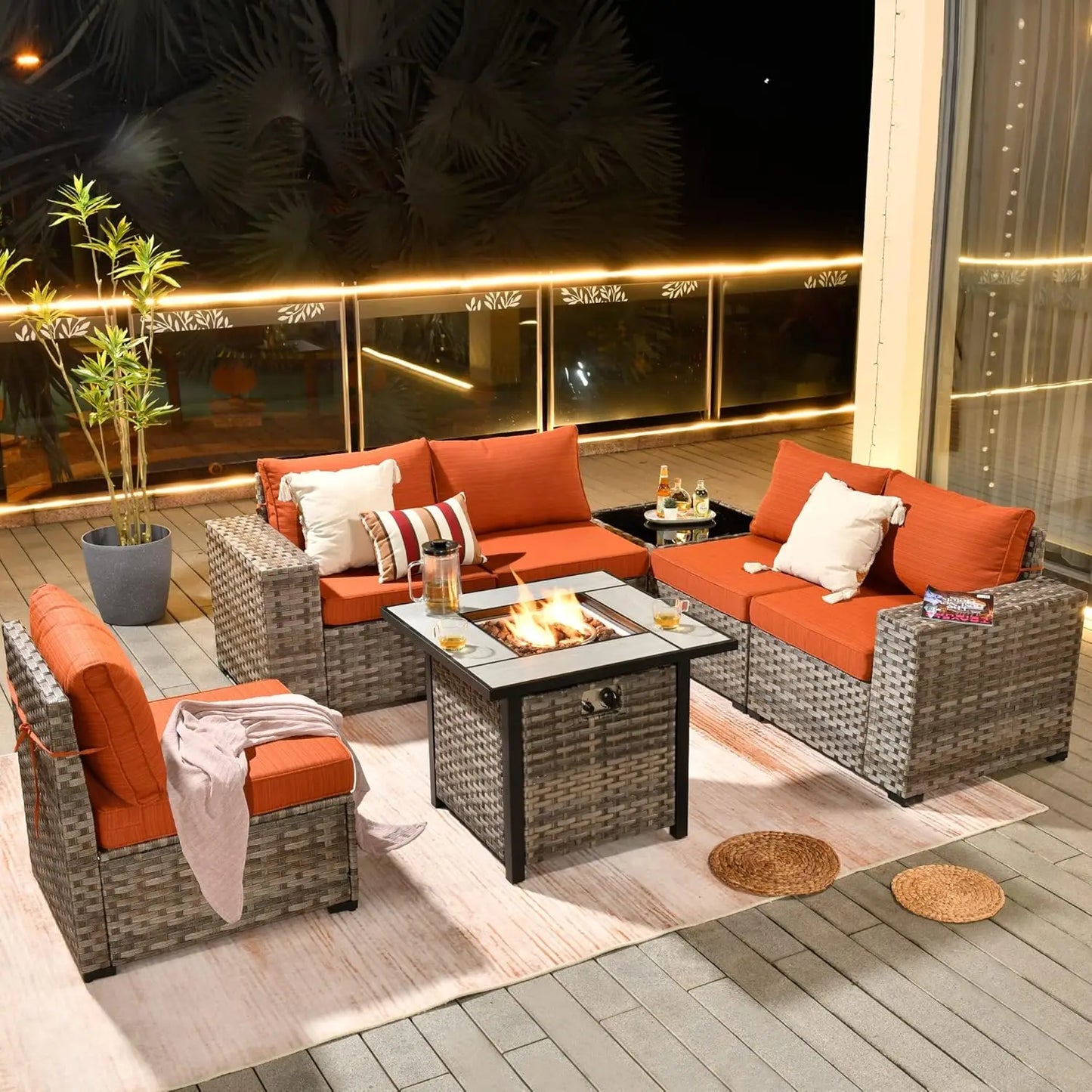 Patio Furniture Set,7 Piece Outdoor Sectional Couch Set