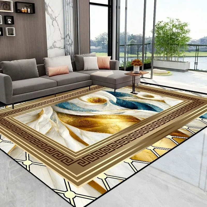 Modern Luxury Golden carpet for living room Abstract Decoration Large Carpets