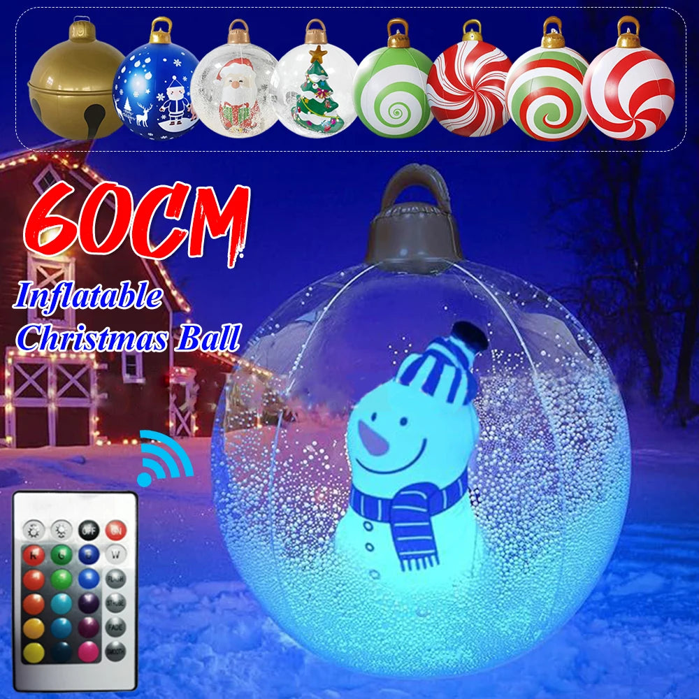 60cm PVC Inflatable Christmas Balls Toys Light Up Giant Christmas Inflatable Ball
