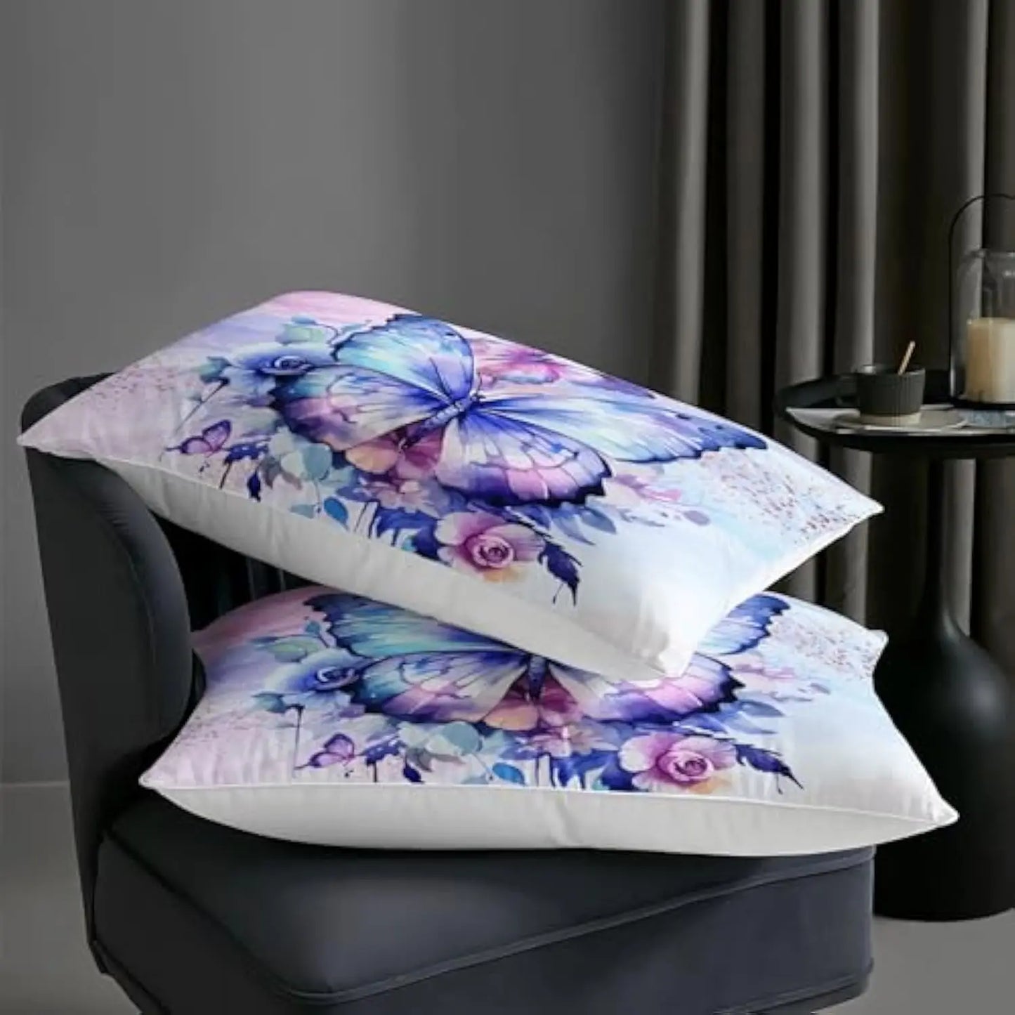 Purple Butterfly Comforter Set Full Size,Watercolor Butterfly Bedding Set
