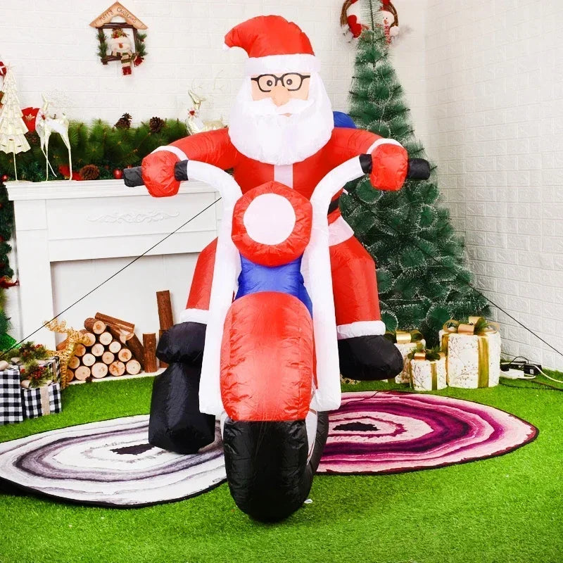 2024 New Inflatable Santa Claus Riding Motorcycle Christmas Inflatable Toy Doll
