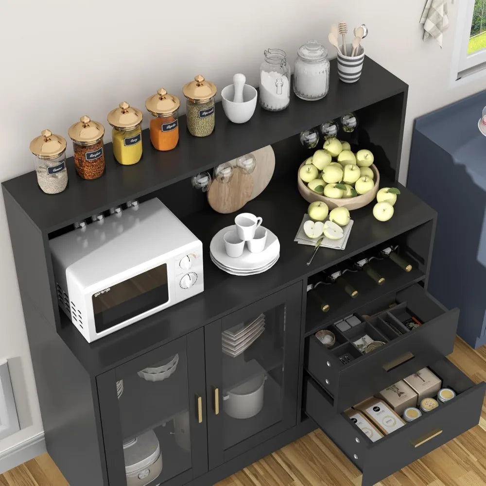 Wine Bar Cabinet with LED Light, Home Coffee Cabinet