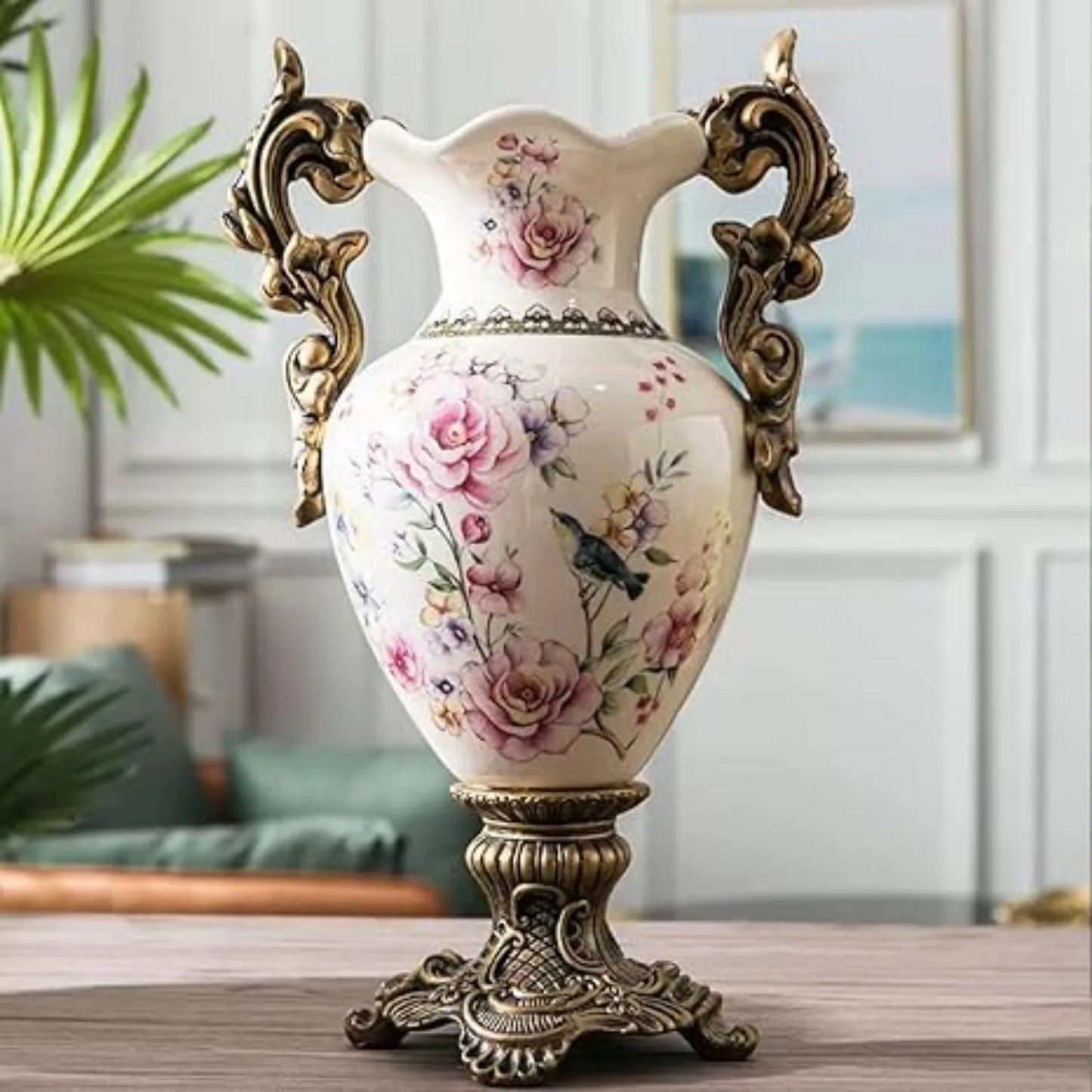 US Large Ceramic Water Pitcher Flower Vase,Home Decor Vessel for Decorative Branches and Dried Flower