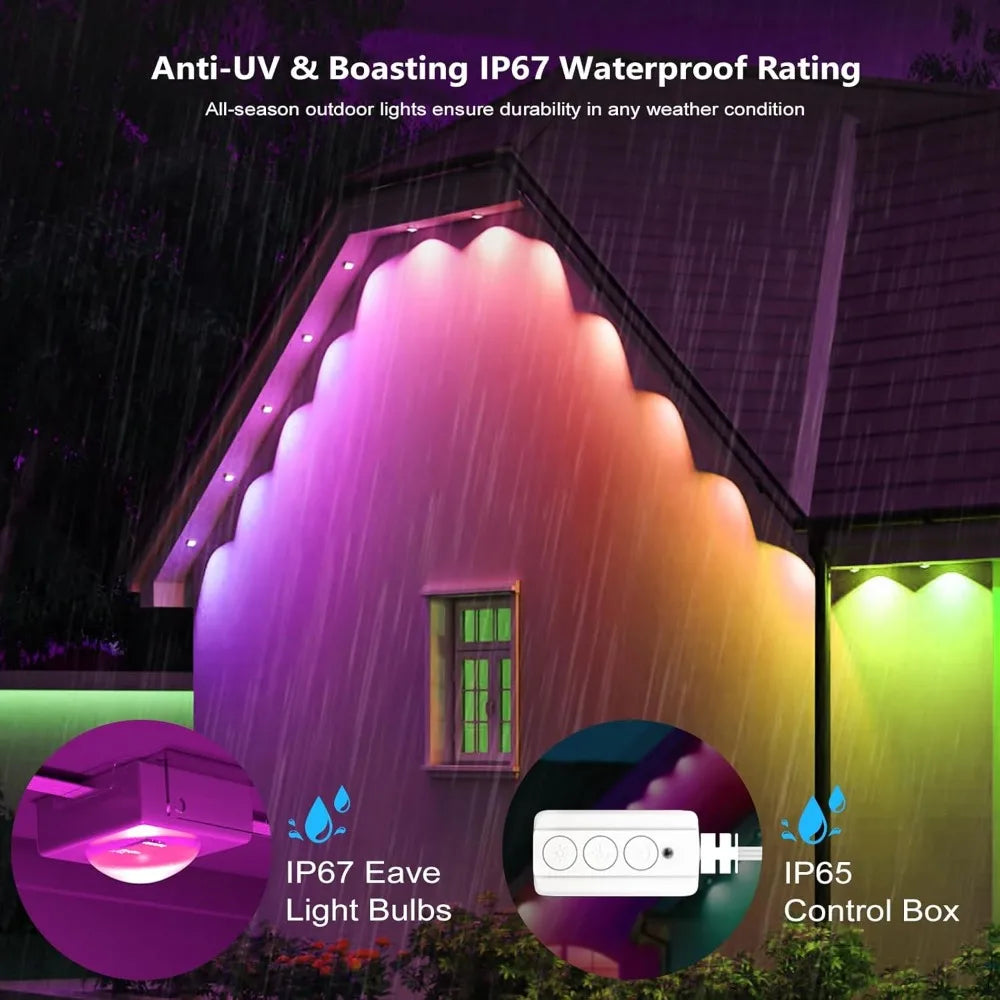Smart Permanent Outdoor Lights, 100ft Smart Eave Lights for House Christmas Halloween Party Deco