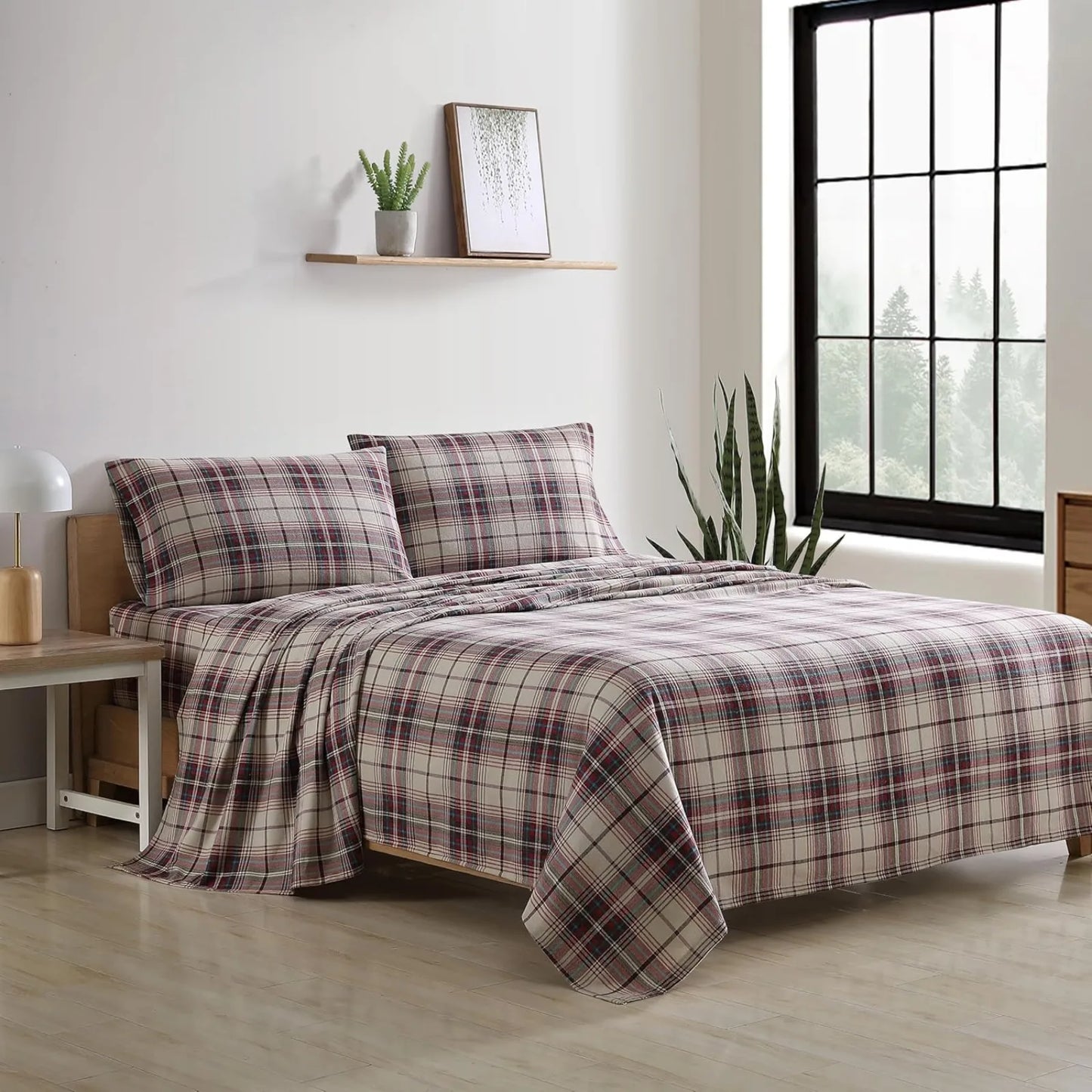 US Queen Sheets, Cotton Flannel Bedding Set, Brushed for Extra Softness