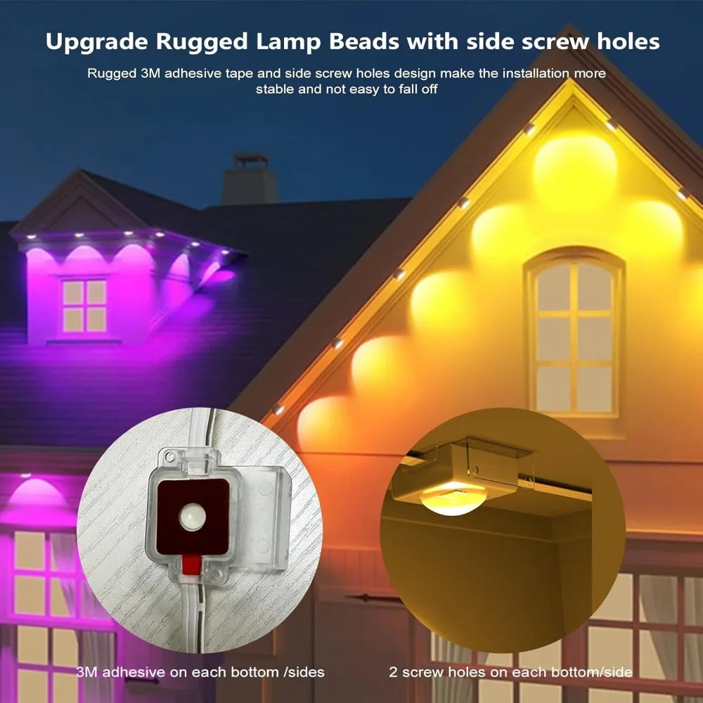 Smart Permanent Outdoor Lights, 100ft Smart Eave Lights for House Christmas Halloween Party Deco