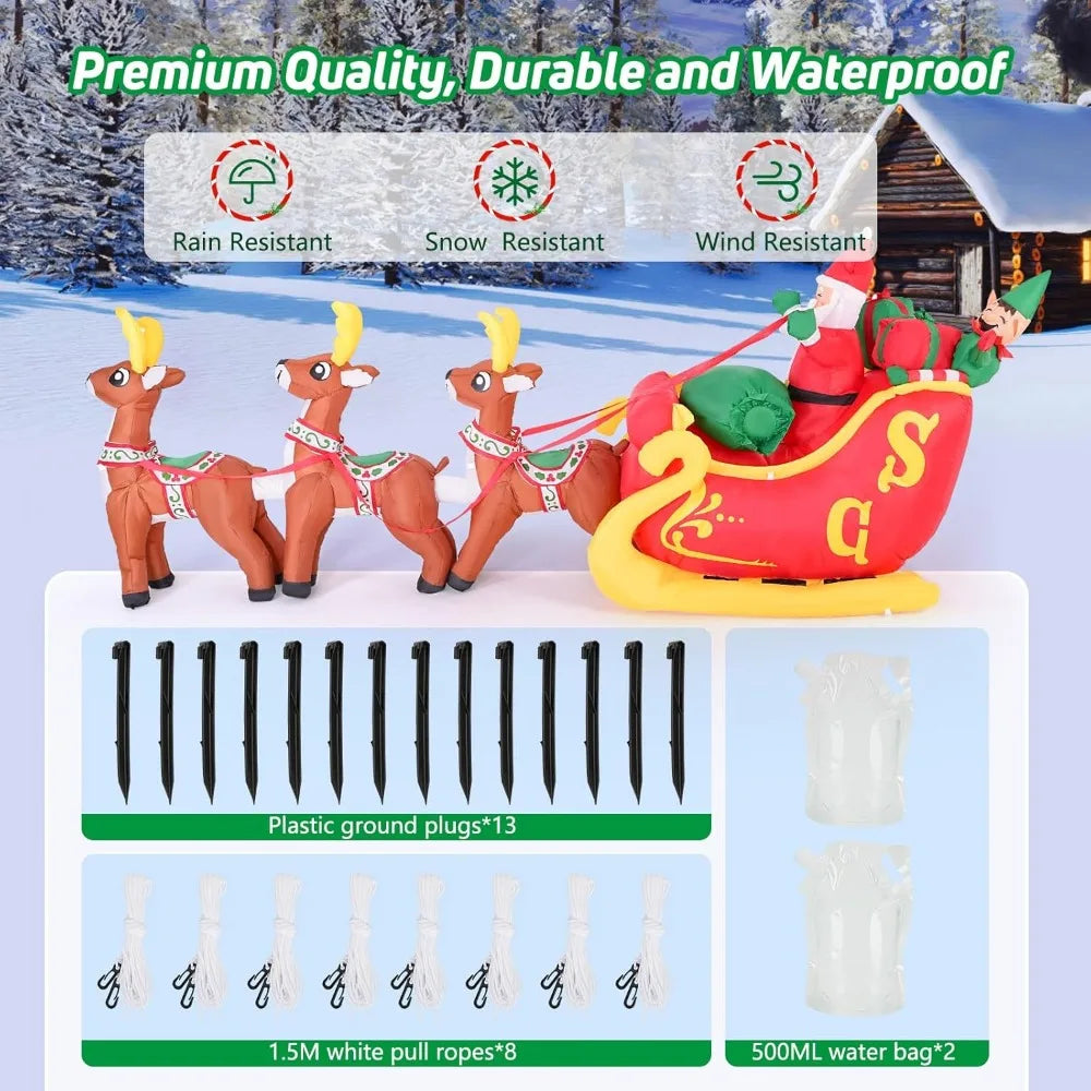 Inflatable Santa Claus Rides a Sled Outdoor Christmas Decorations