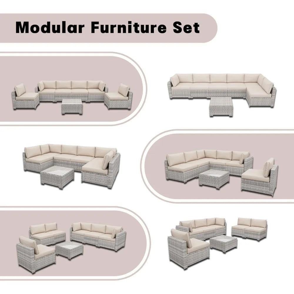 7 Pieces Patio Furniture Sets, Outdoor Furniture Patio Conversation Set,
