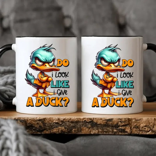 2 pcs 3A grade 11 oz  Funny Duck Mug,  Ceramic Coffee Mug DO I LOOK LIKE I GIVE A DUCK