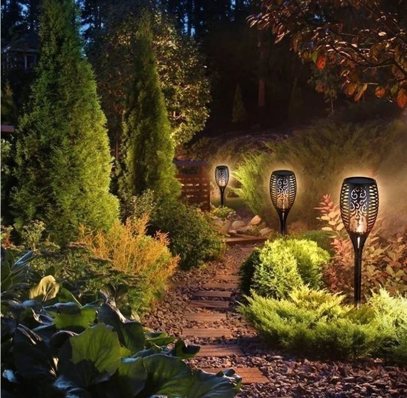 12LED 33LED Solar Flame Torch Lights Outdoor Flickering Waterproof