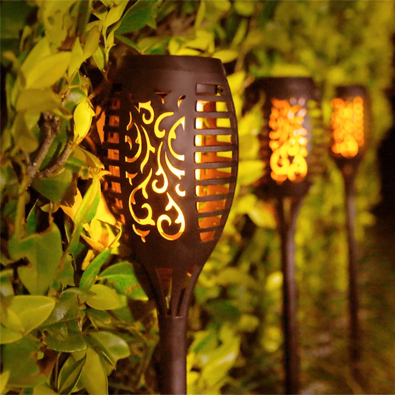 12LED 33LED Solar Flame Torch Lights Outdoor Flickering Waterproof