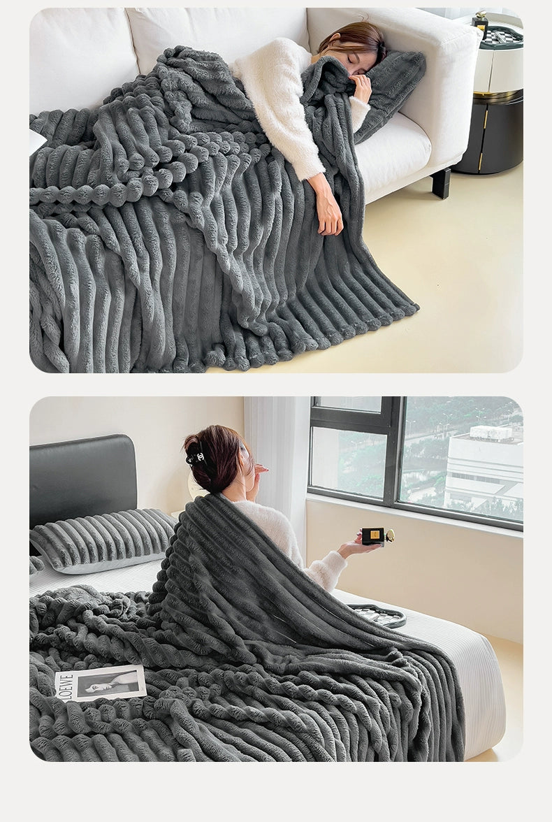 Rabbit Plush Blanket Winter Thick Coral Fleece Blanket Office Nap Blanket Sofa Blanket