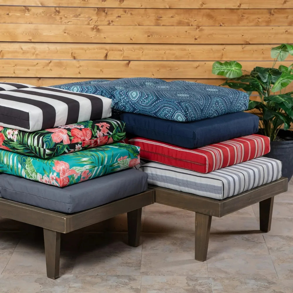 44" x 21" Black Tropical Rectangle Outdoor Chair Cushion, 1 Piece USA