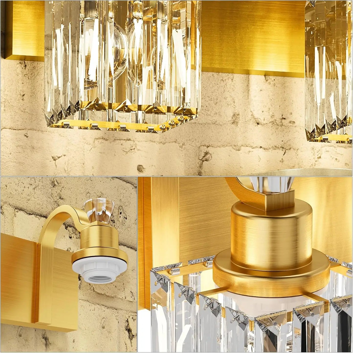 Gold Modern Crystal Vanity Light Fixtures Wall Sconces Wall Mounted Lamps
