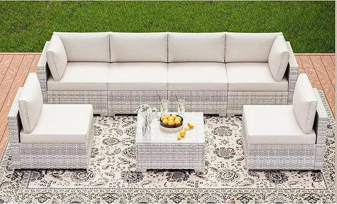 7 Pieces Patio Furniture Sets, Outdoor Furniture Patio Conversation Set,
