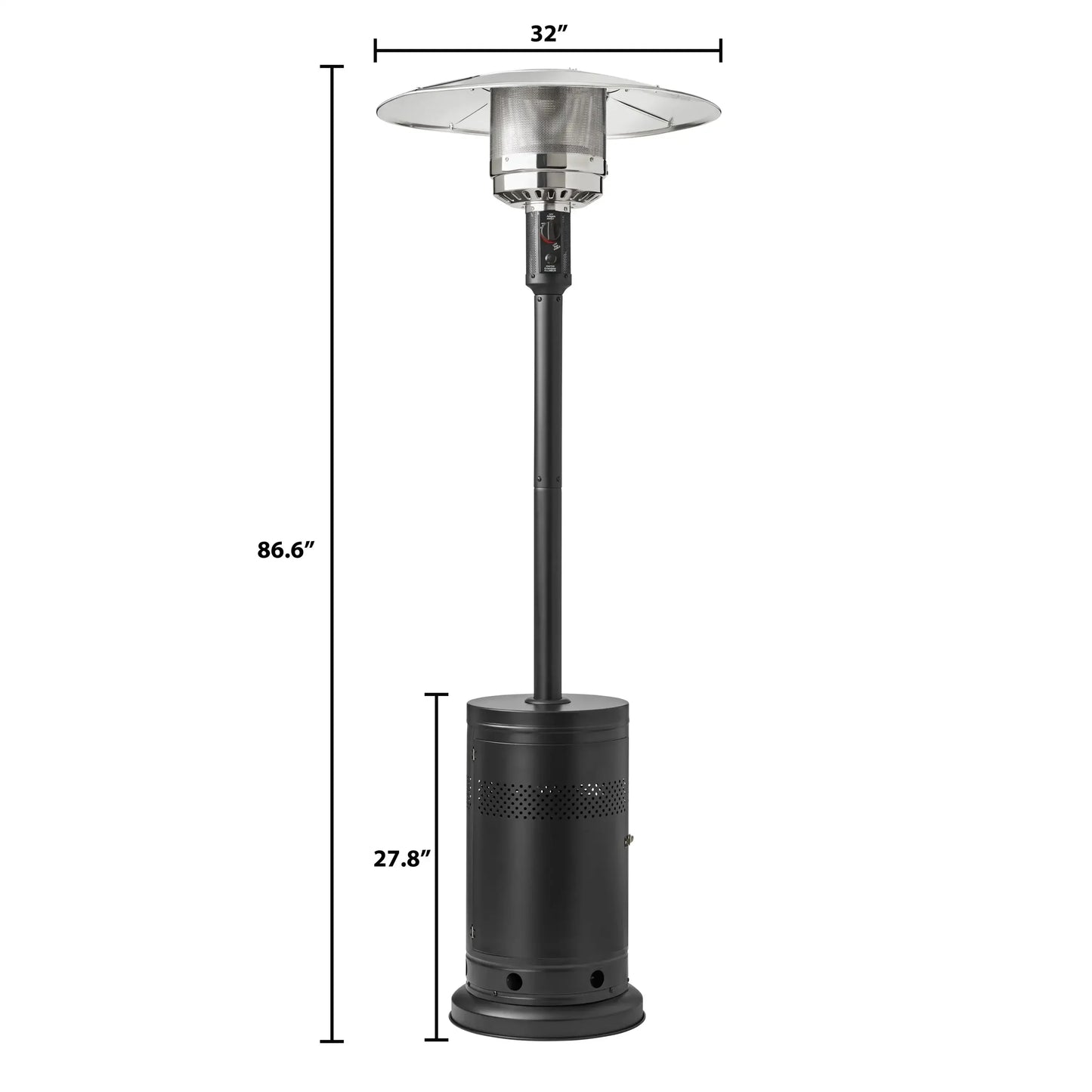48,000 BTU Propane Gas Outdoor Freestanding Metal Patio HeaterBlack,