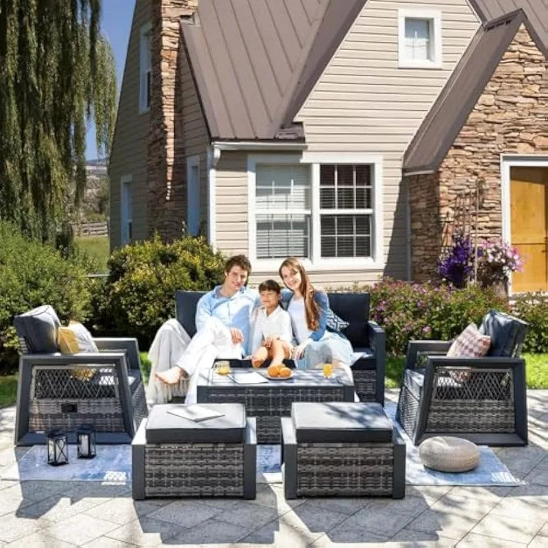 Outdoor Furniture Set, 6 Pcs Patio Furniture Set with Aluminum Frame