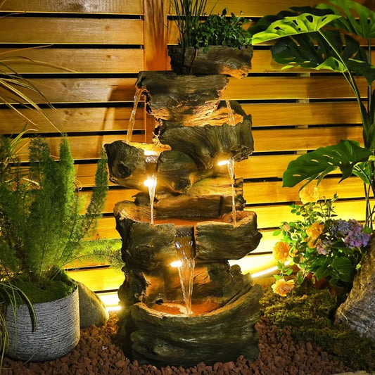 Outdoor Garden Water Fountain 5 Tiers Large Cascading Rock Natural Waterfall Fountain
