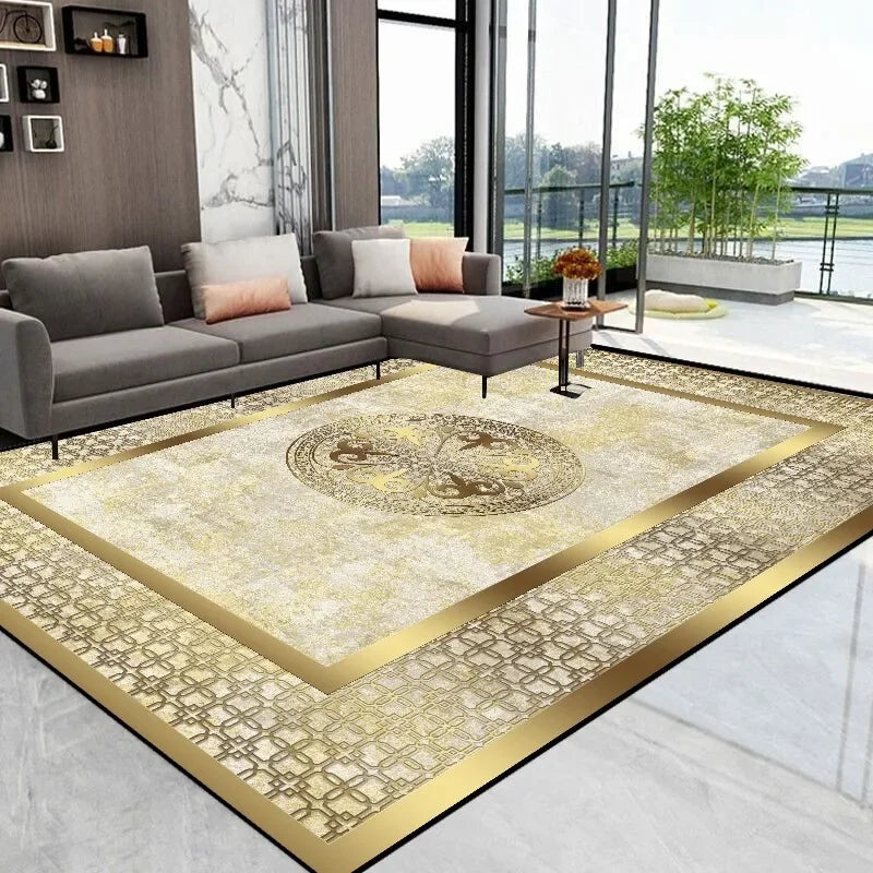 Modern Luxury Golden carpet for living room Abstract Decoration Large Carpets