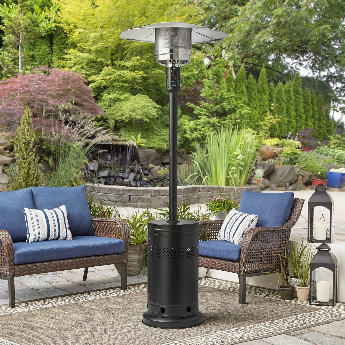 48,000 BTU Propane Gas Outdoor Freestanding Metal Patio HeaterBlack,