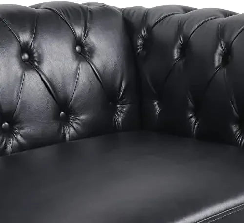 3 Pieces of Living Room Furniture Sofa Sets, Modern Faux Leather Chesterfield Sofa&Chesterfield Club Chair