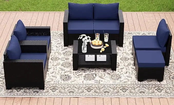 7 Pieces Patio Furniture Sets, Outdoor Furniture Patio Conversation Set,
